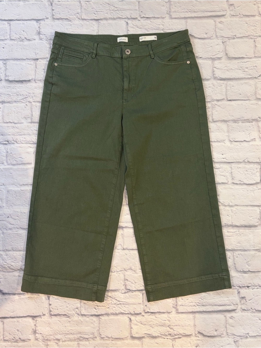 J. Jill Wide Leg Crop Jeans. Green. NWT. Size 14